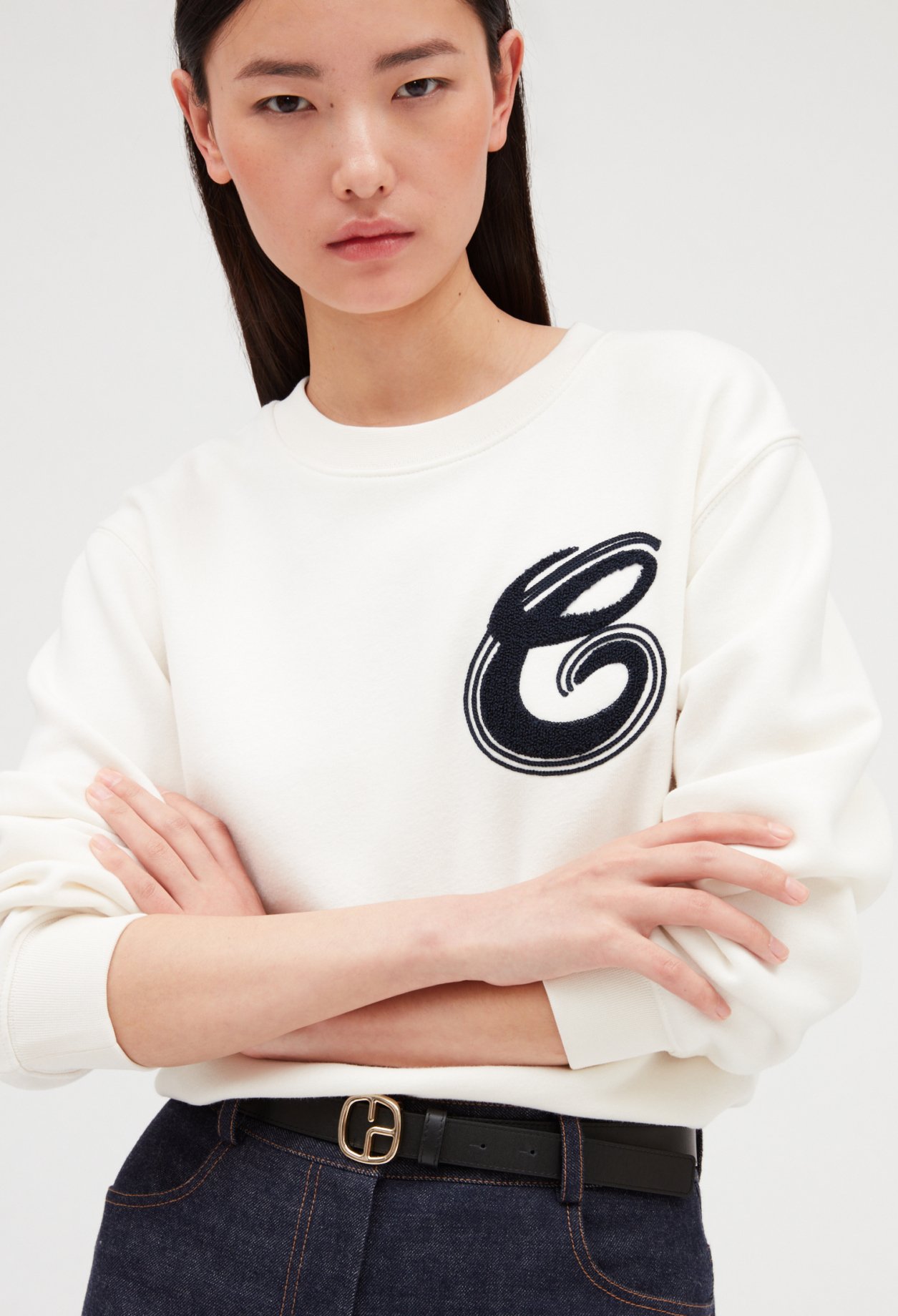 Sweatshirt ecru patch C
