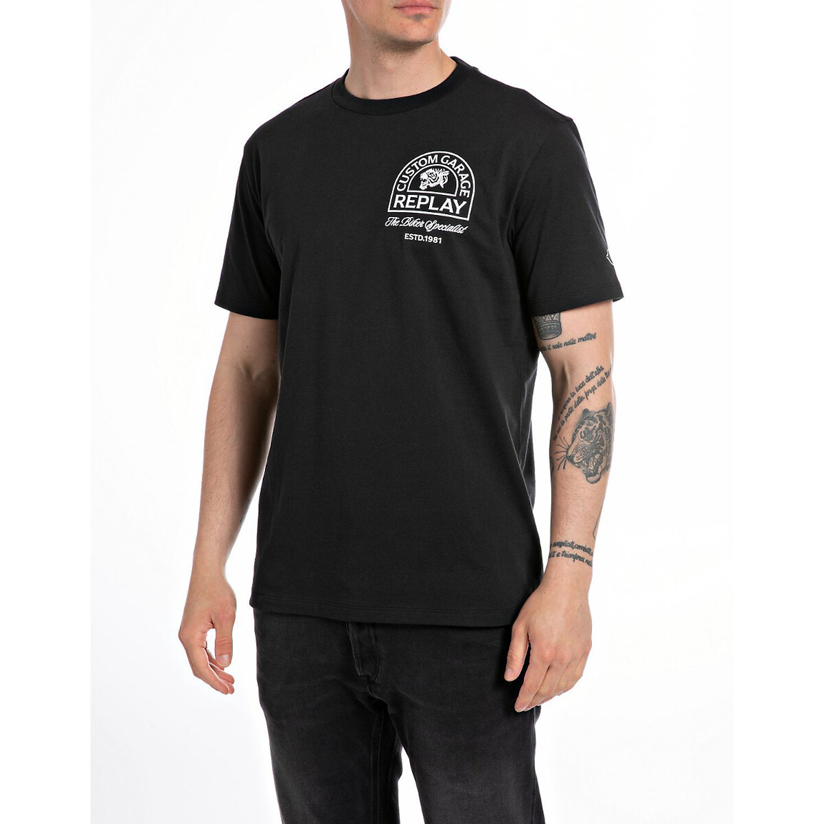 REPLAY<br>Camiseta estampada na frente e nas costas