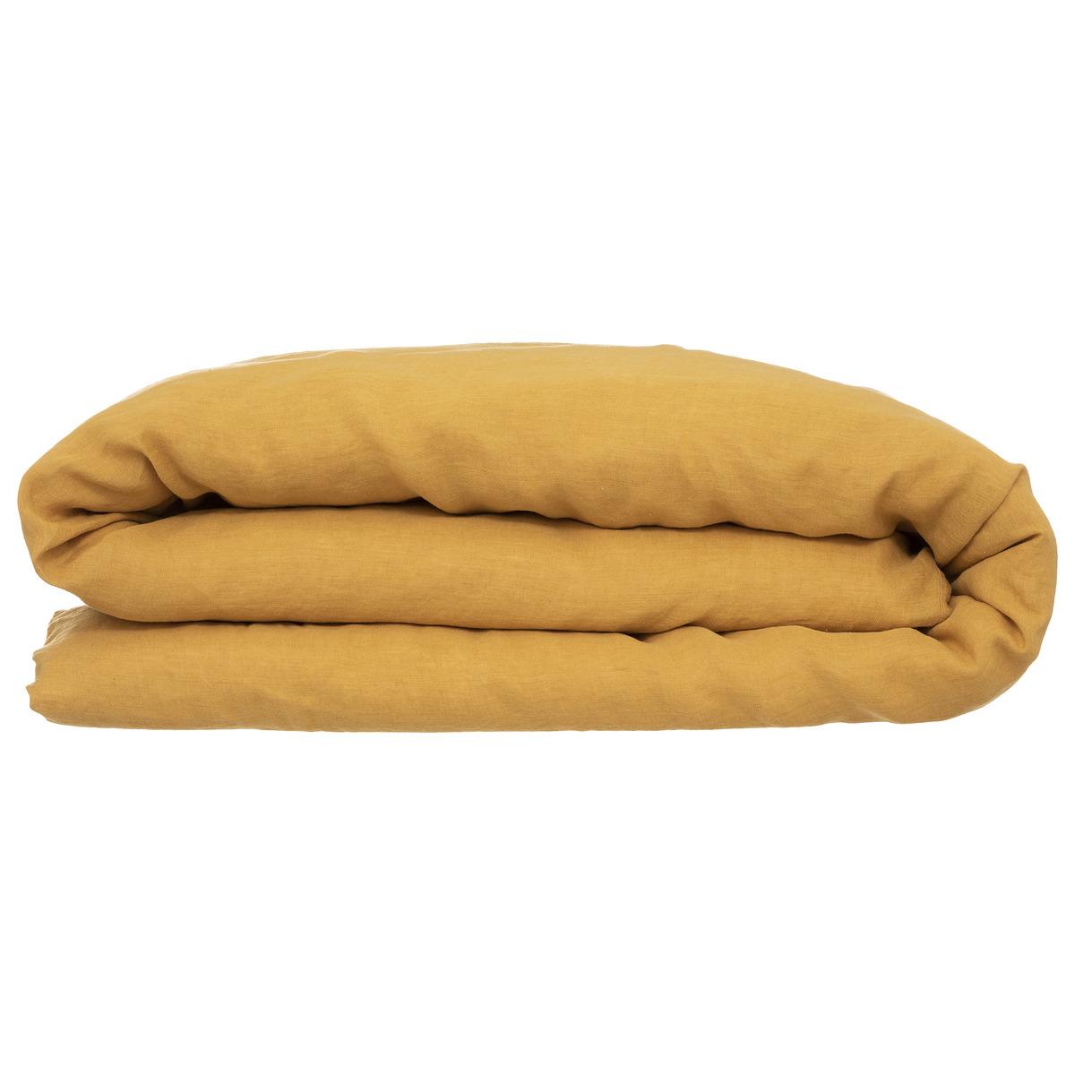 HOUSSE DE COUETTE LIN OCRE 240X220CM