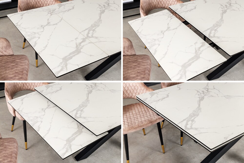 riess-ambiente Esstisch MARVELOUS - 180-220-260cm weiß Marmor Keramik made in Italy Ausziebar