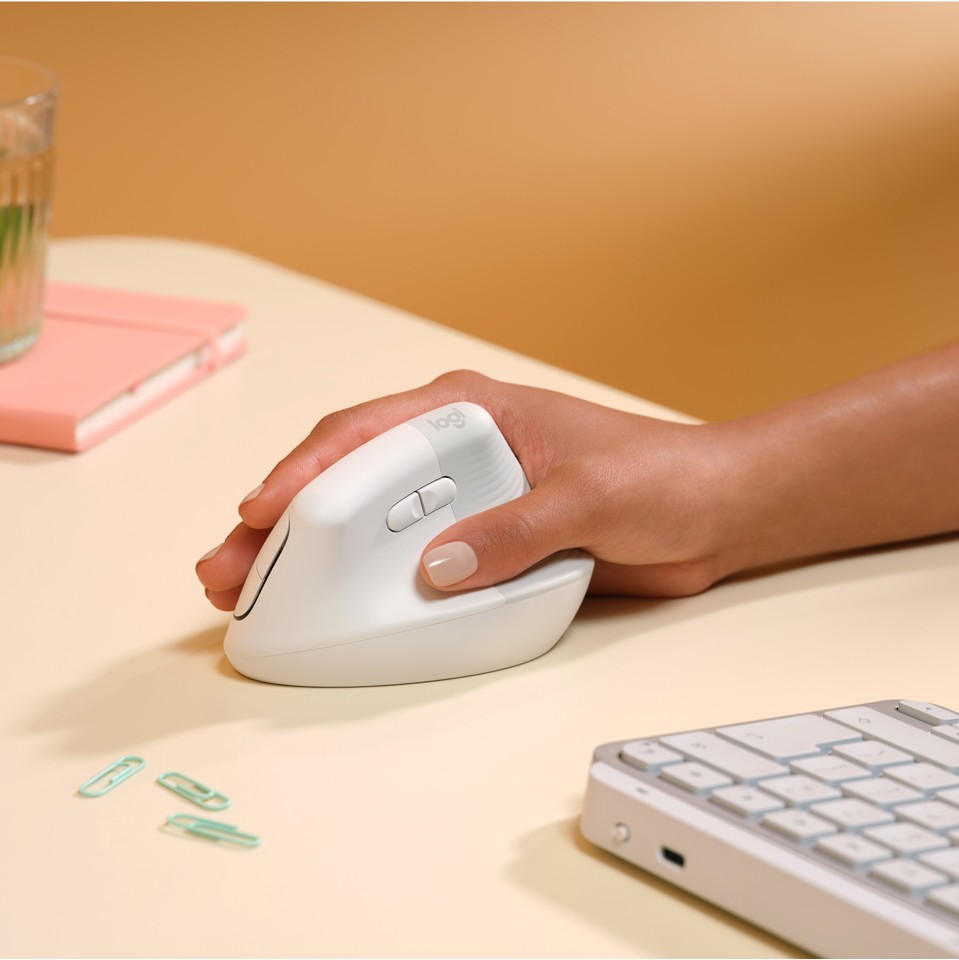 Logitech - Lift for Mac Vertical Ergonomic Mouse - OFF-WHITE