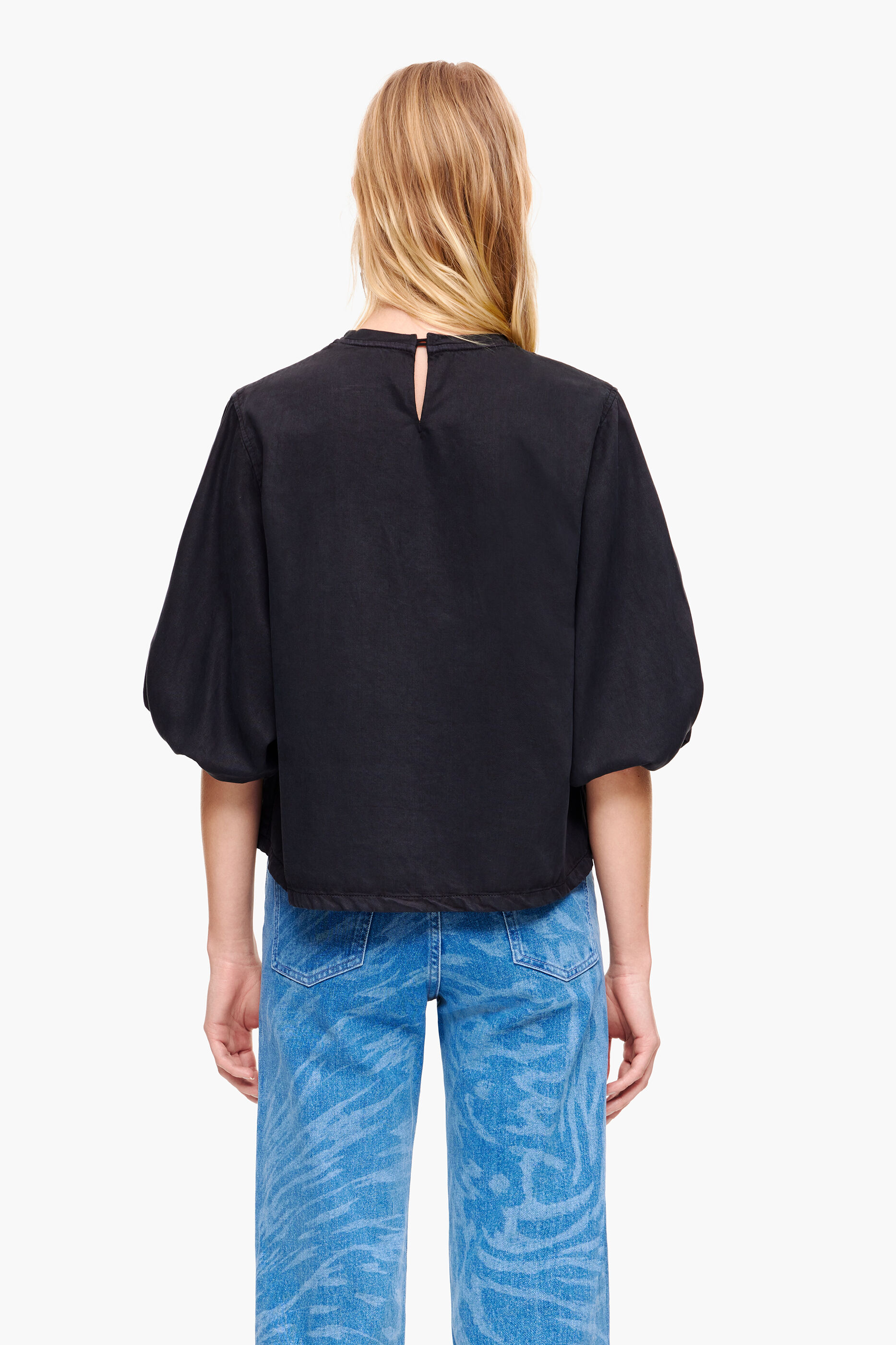 camisa jeans preta lavada