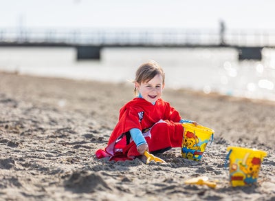 Swimpy Bamse Stranden Badeponcho, Rød