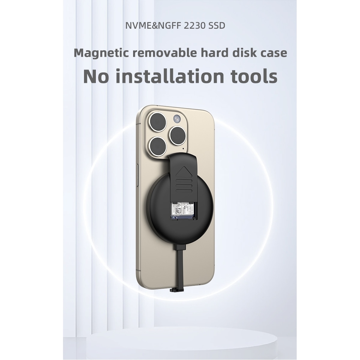 NÖRDIC magnetisk NVMe/SATA 2230 SSD eksternt kabinett USB-C 10 Gbps