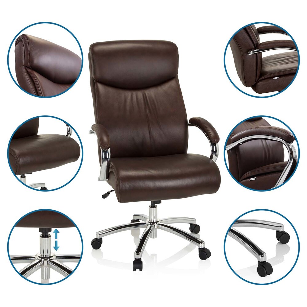 XXL Drehstuhl XXL CONSTRUCTOR V Leder mit Armlehnen hjh OFFICE