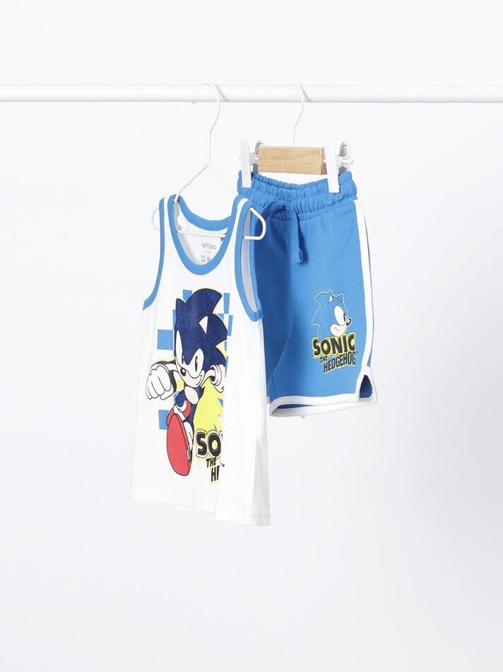 Conjunto Sonicñ de camiseta e bermuda - Off White