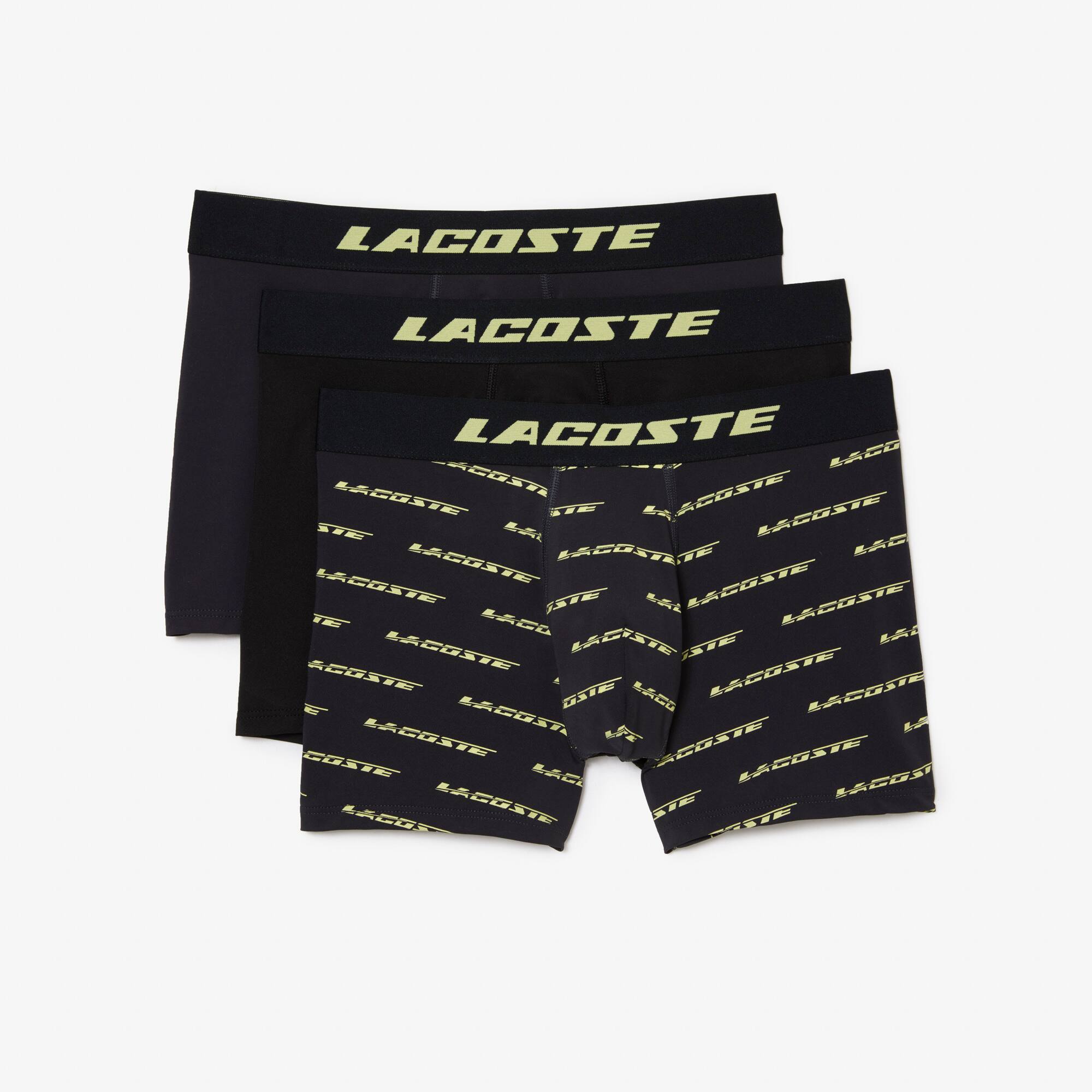 Herren LACOSTE Trunks aus Mikrofaser mit Aufdruck im 3er-Pack Unterwasche - Grau - Lacoste - Herren
