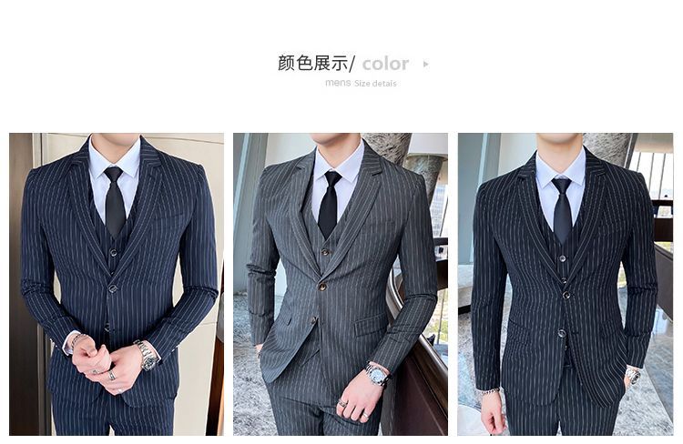 Bay Go Mall - Set: Gestreepte blazer + vest + pantalon
