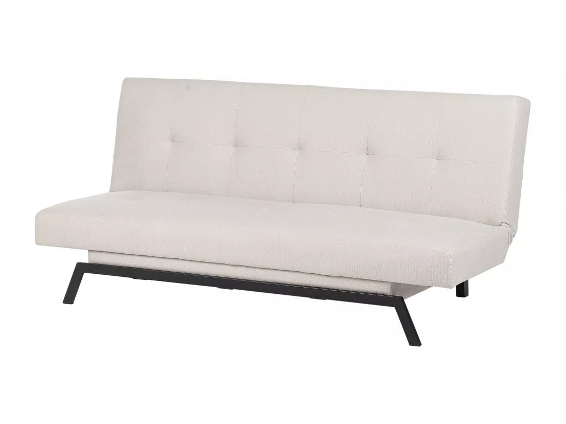 Canapé convertible 3 places en tissu blanc cassé LEEDS