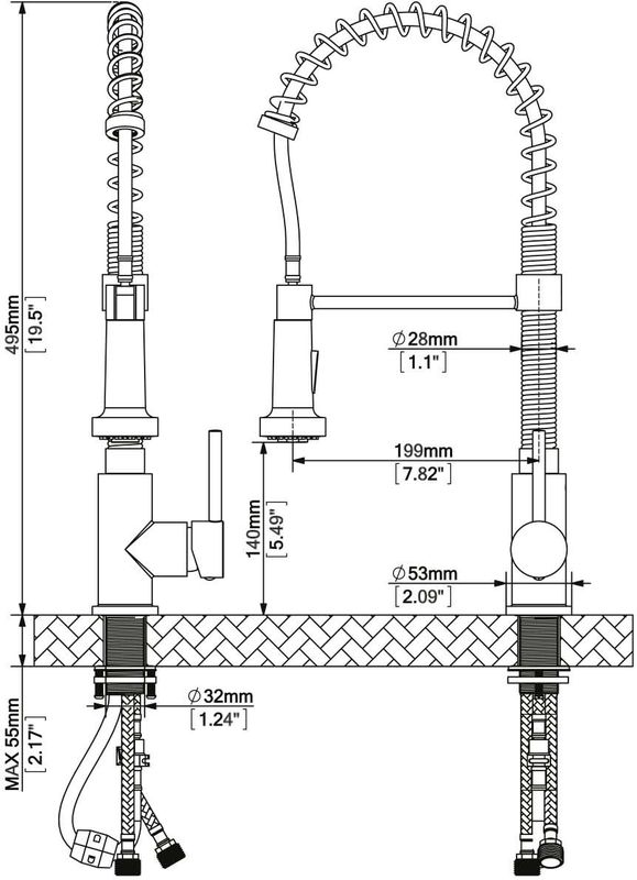 Boss & Wessing - Colorato - Keukenmengkraan - Mat Zwart - 49.5 cm Flexibele Uitloop