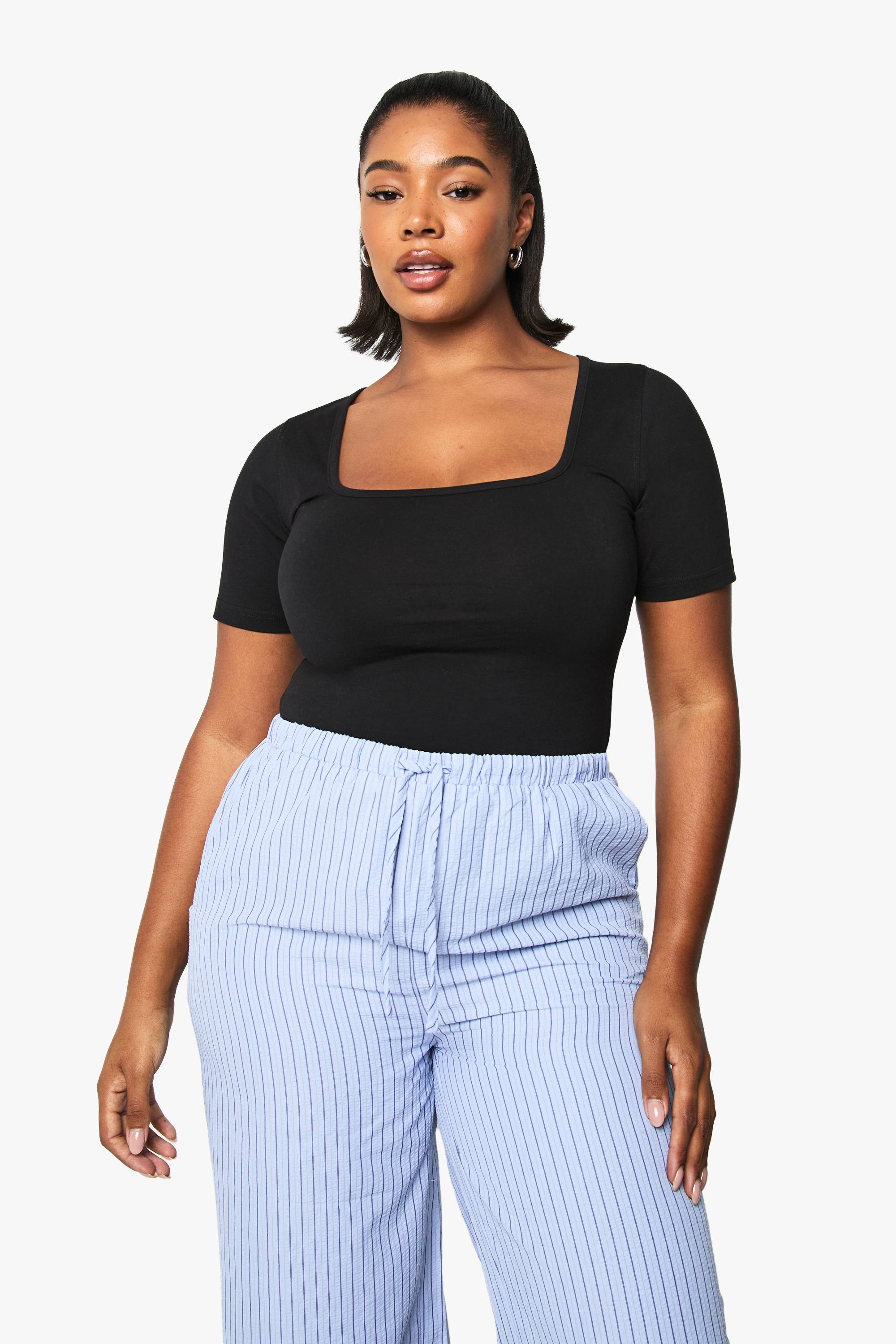 boohoo Body en coton grande taille à encolure carrée