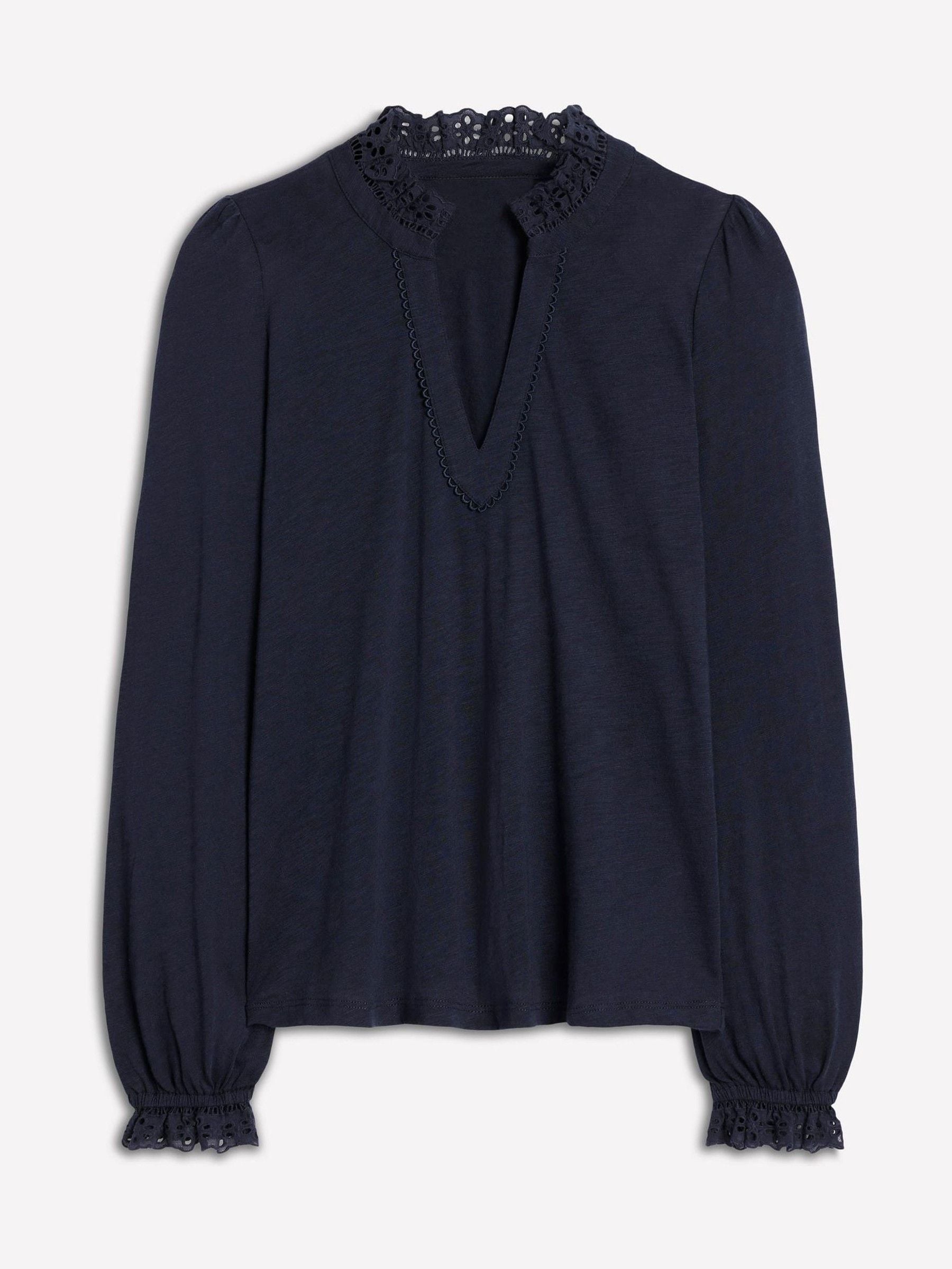 Boden Aria Broderie Notch Neck Blouse
