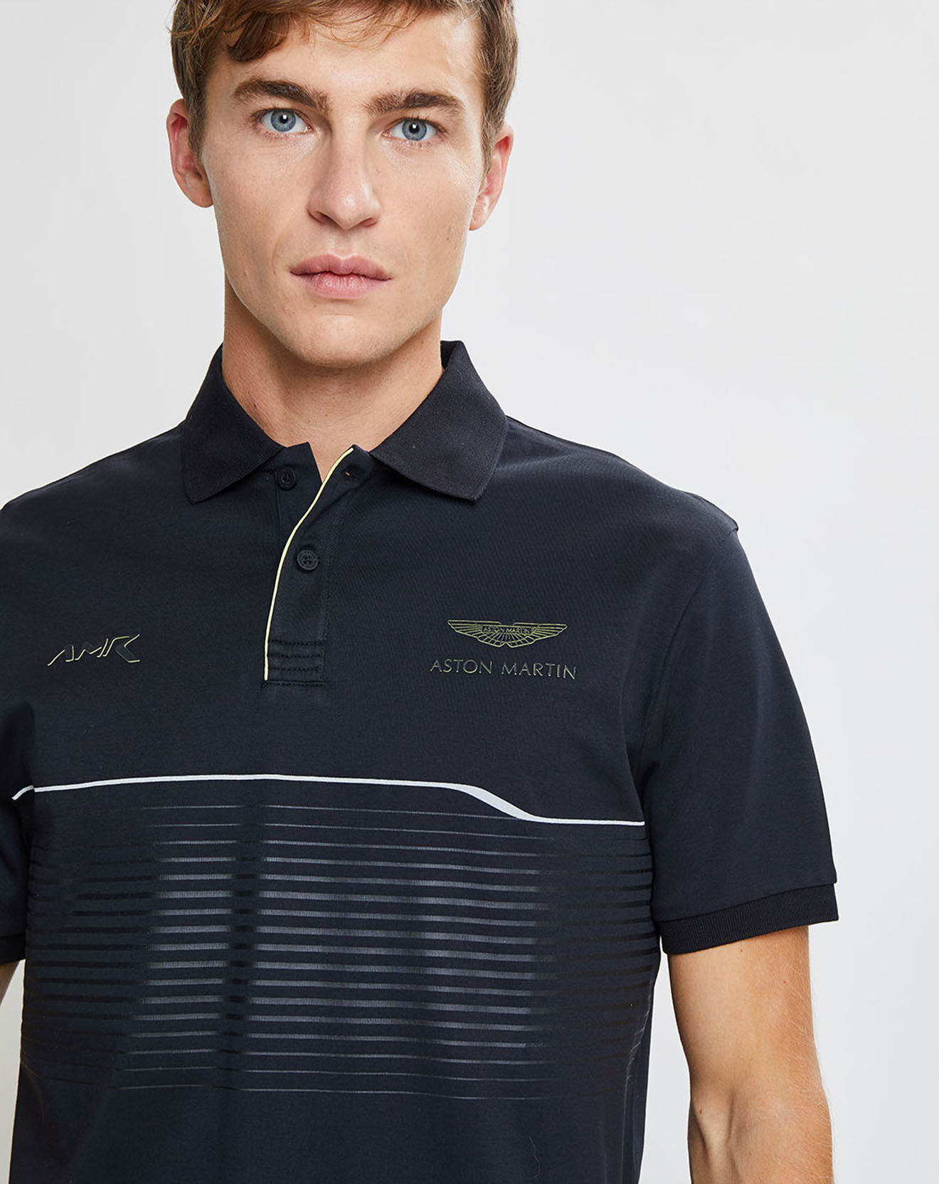Hackett London Polo en jersey Regular Fit rayé Aston Martin Racing noir