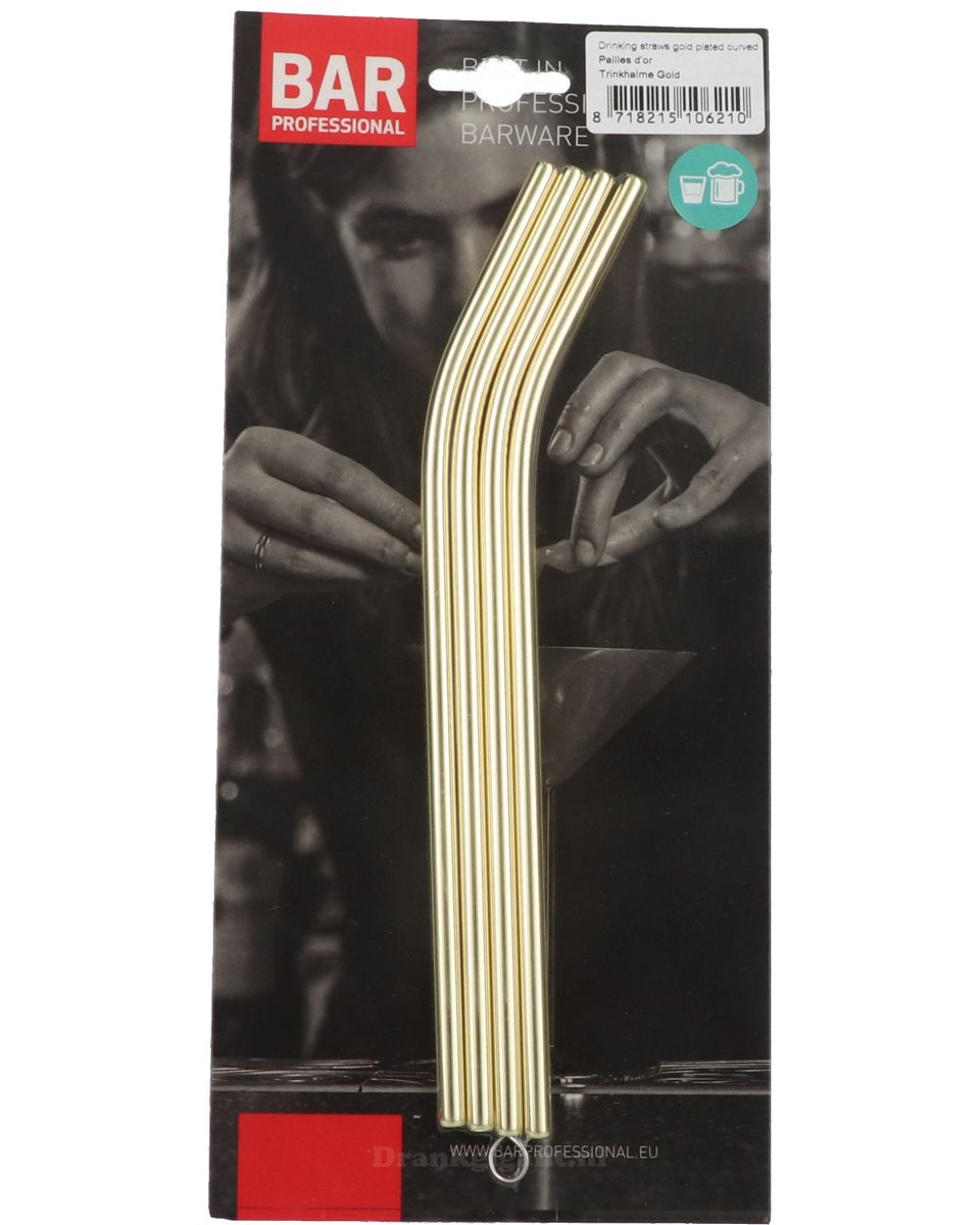 RVS Rietjes Gold Gebogen Met Borsteltje