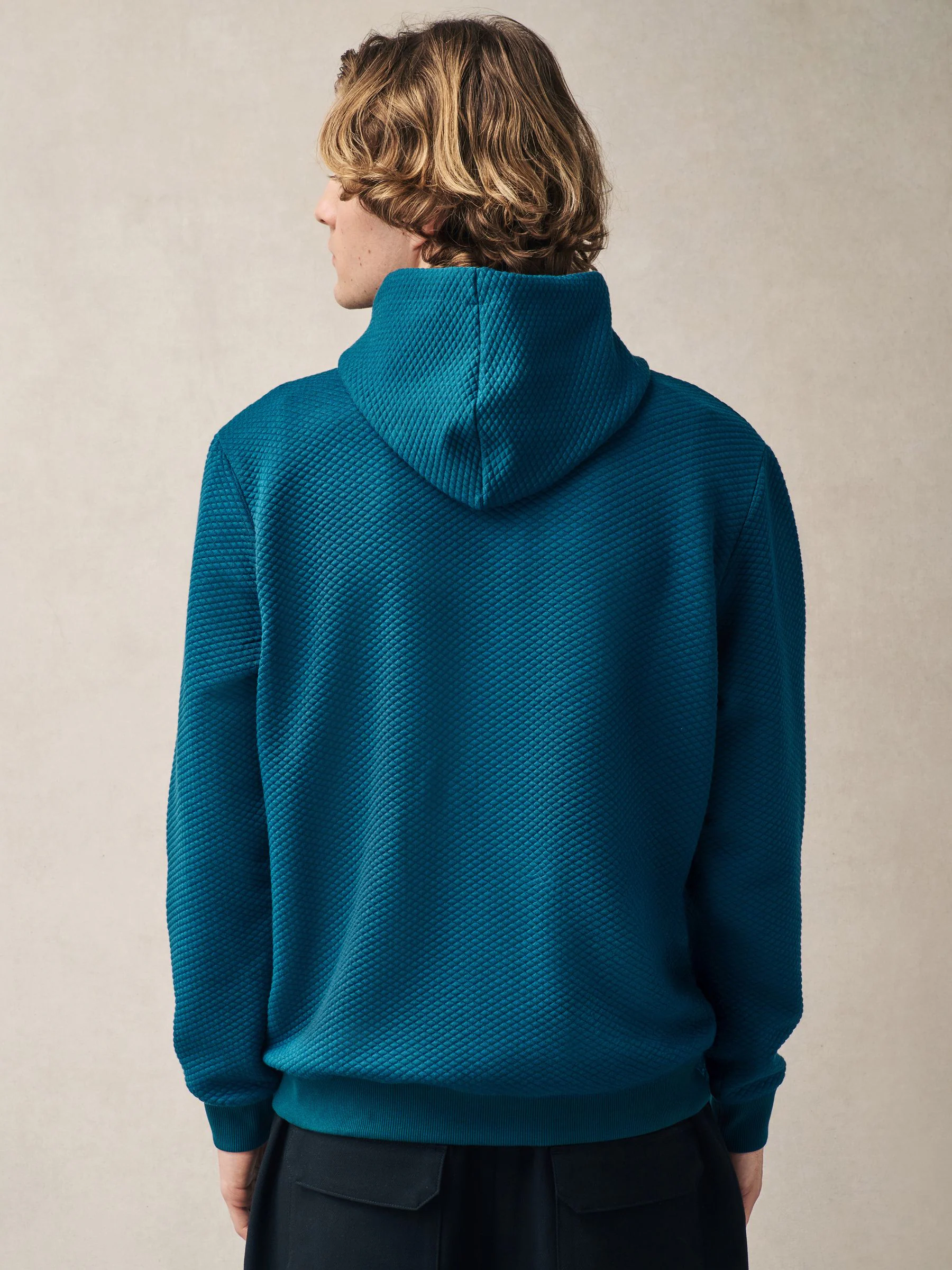 Blauwgroen - Pullover-hoody met textuur