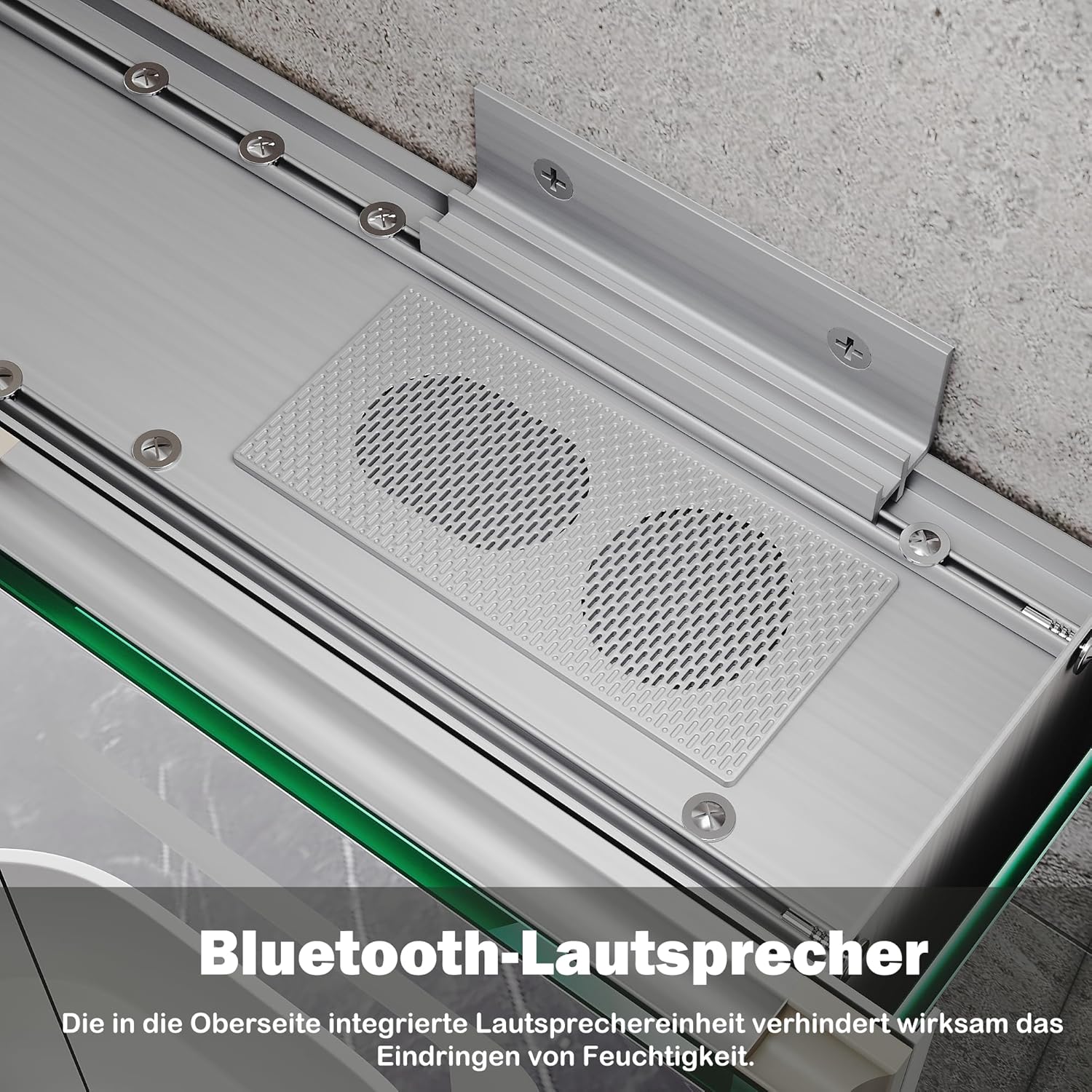 Spiegelschrank Bad mit Beleuchtung 80x60x12,5cm LED Spiegelschrank mit Dimmbar, Verstellbare Glasablage, mit Bluetooth, Touchschalter und Steckdose, Beschlagfrei, Aluminium Badschrank, Siber