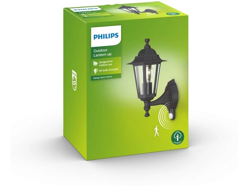 Philips Wandleuchte Peking, E27, 60 W, Schwarz Wandleuchte für den Aussenbereich