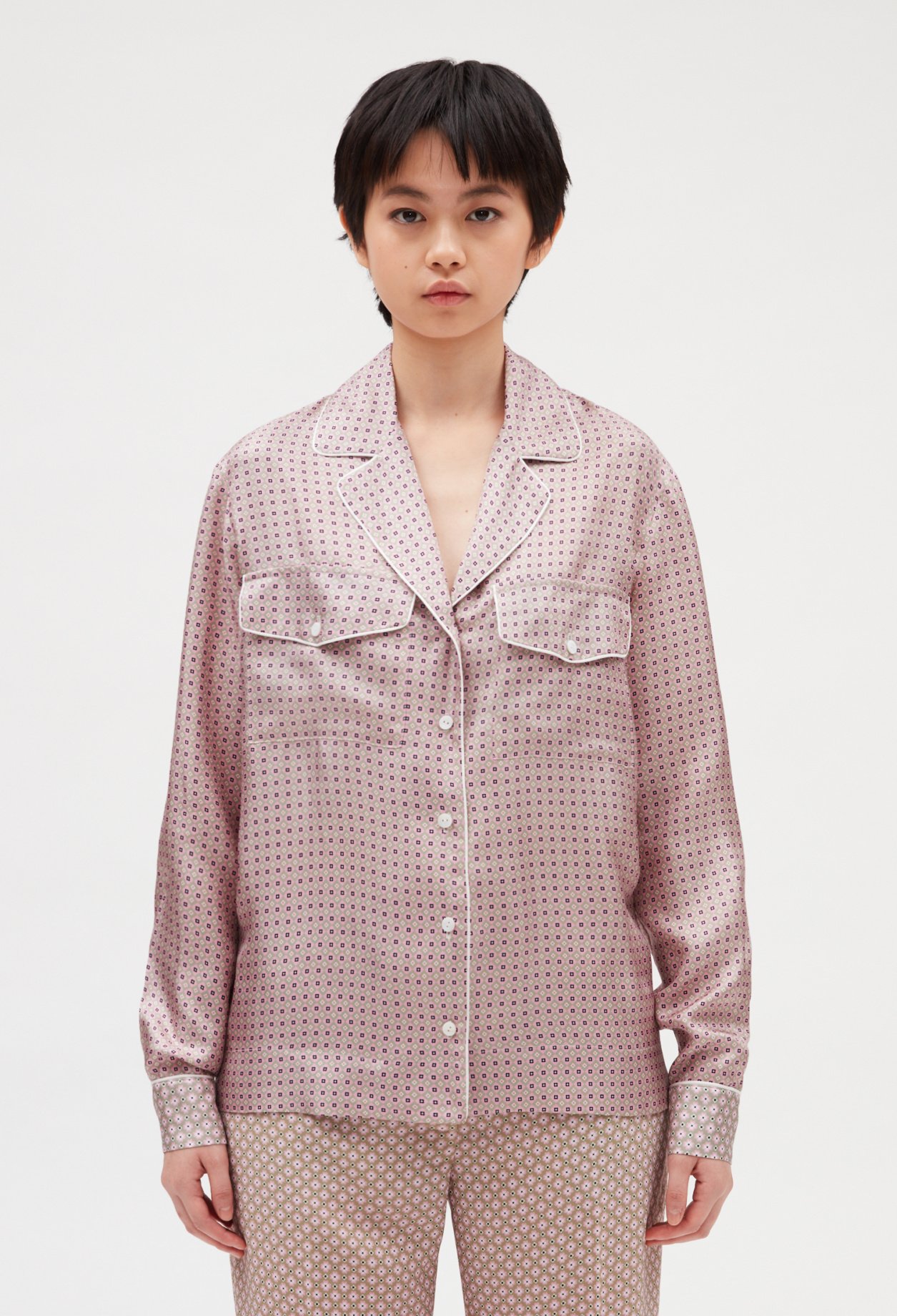 Chemise soie rose poudre
