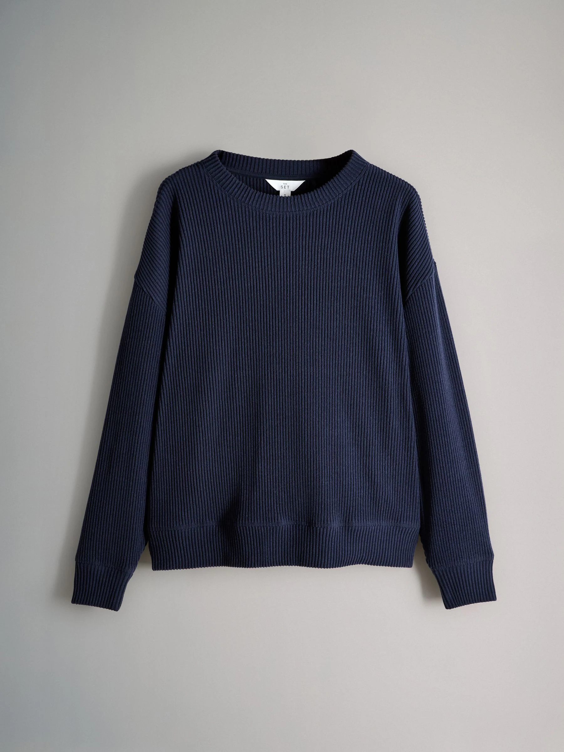 Marineblauw - The Set Soft Rib Crew Neck Sweatshirt and Cuffed Joggers Lounge Set