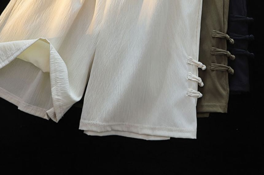 Fushet - Elastische taille, effen shorts met knoopdetail