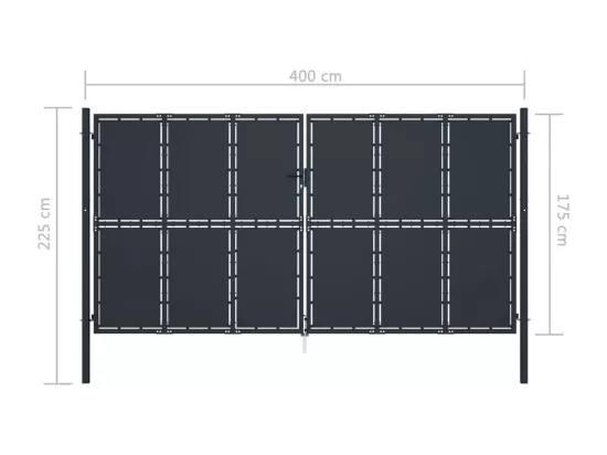 Portail de jardin Acier 400 x 175 cm Anthracite