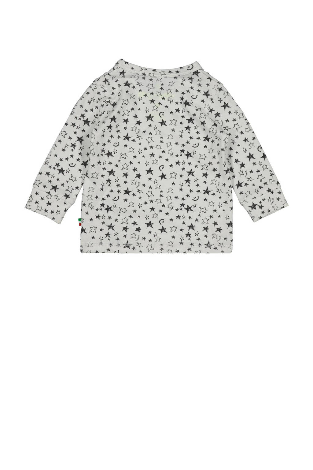 Vingino baby longsleeve Jess met all over print en overslag detail grijs/offwhite