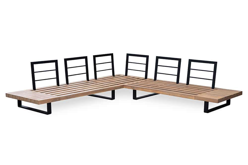 Wetterfestes Gartenlounge Set ST. BARTH 255cm grau natur Akazie Sitzecke inkl. Tisch und Kissen