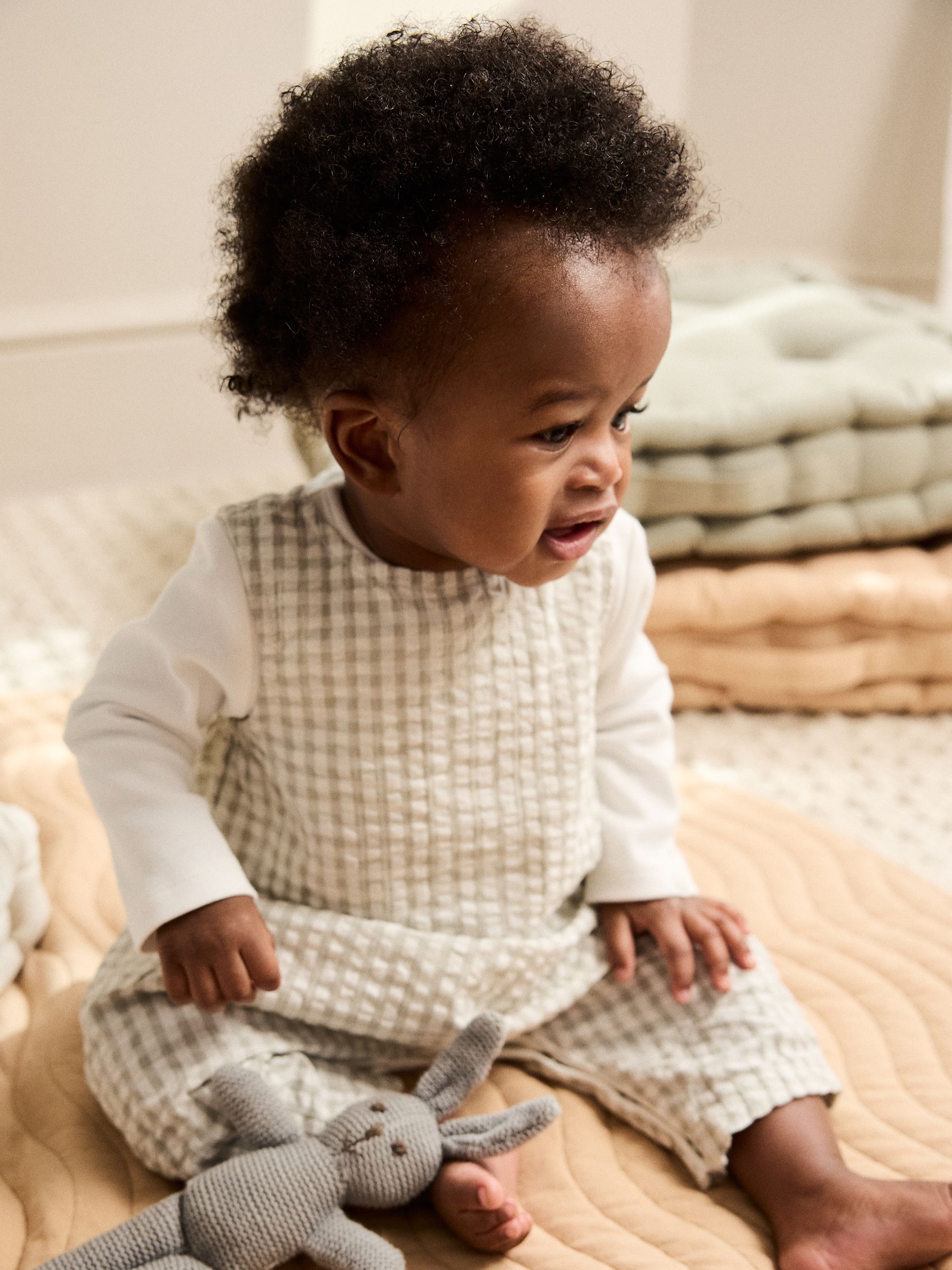 Groen geruit - Geweven bretelbroeken en bodysuit babyset (0mnd -2jr)