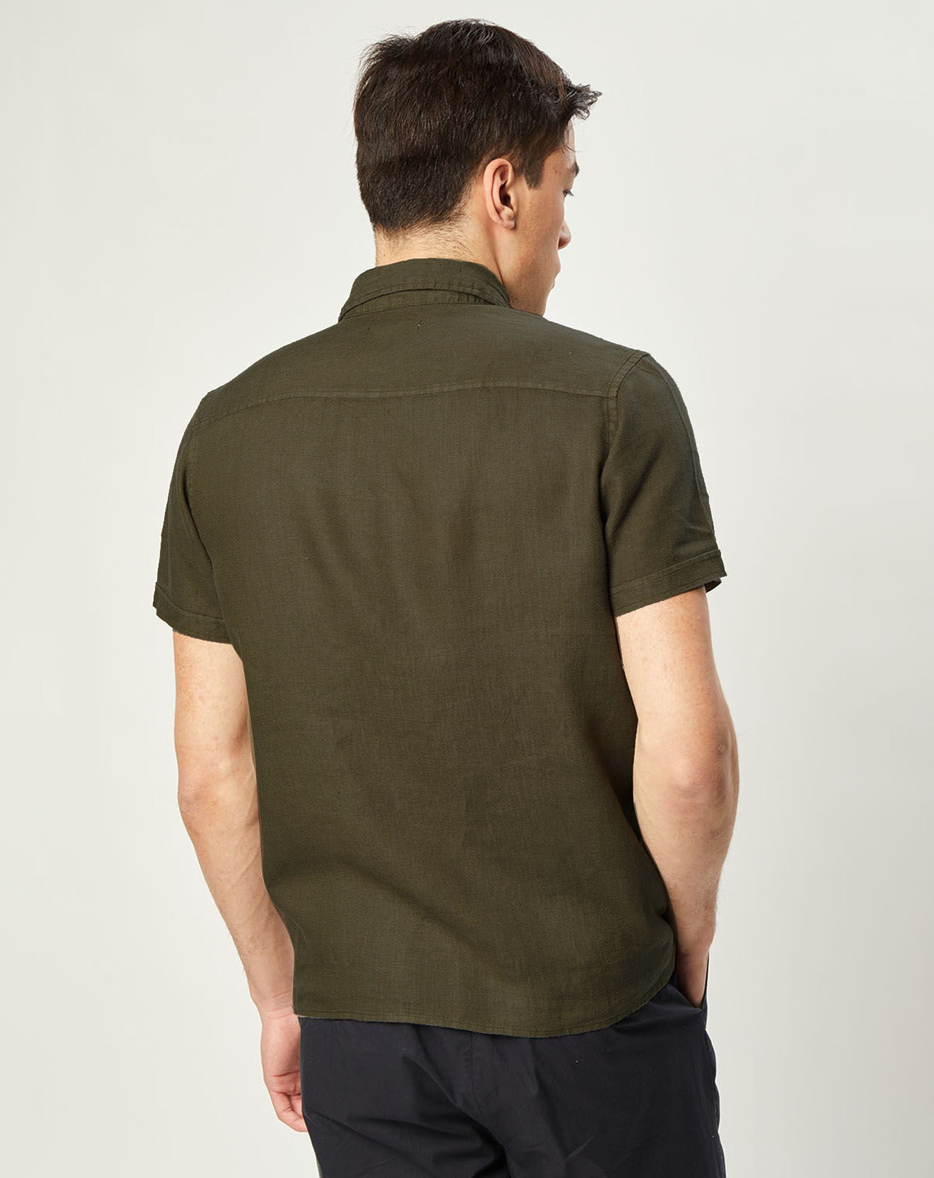 Harris Wilson Chemise 100% Lin Regular Fit Efe2 kaki