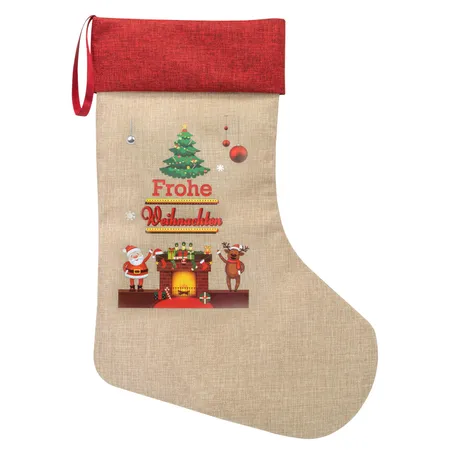 Idena Weihnachtsstrumpf Motiv Tannenbaum und Kamin, ca. 31x46cm