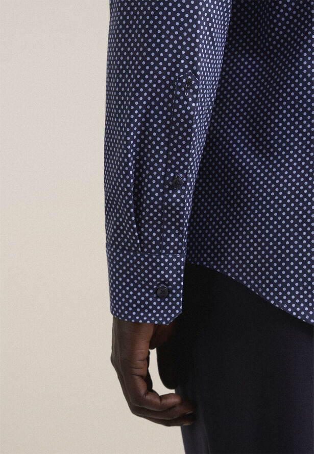 Seidensticker Business Shirt Slim Long sleeve Kent-Collar Print Blue