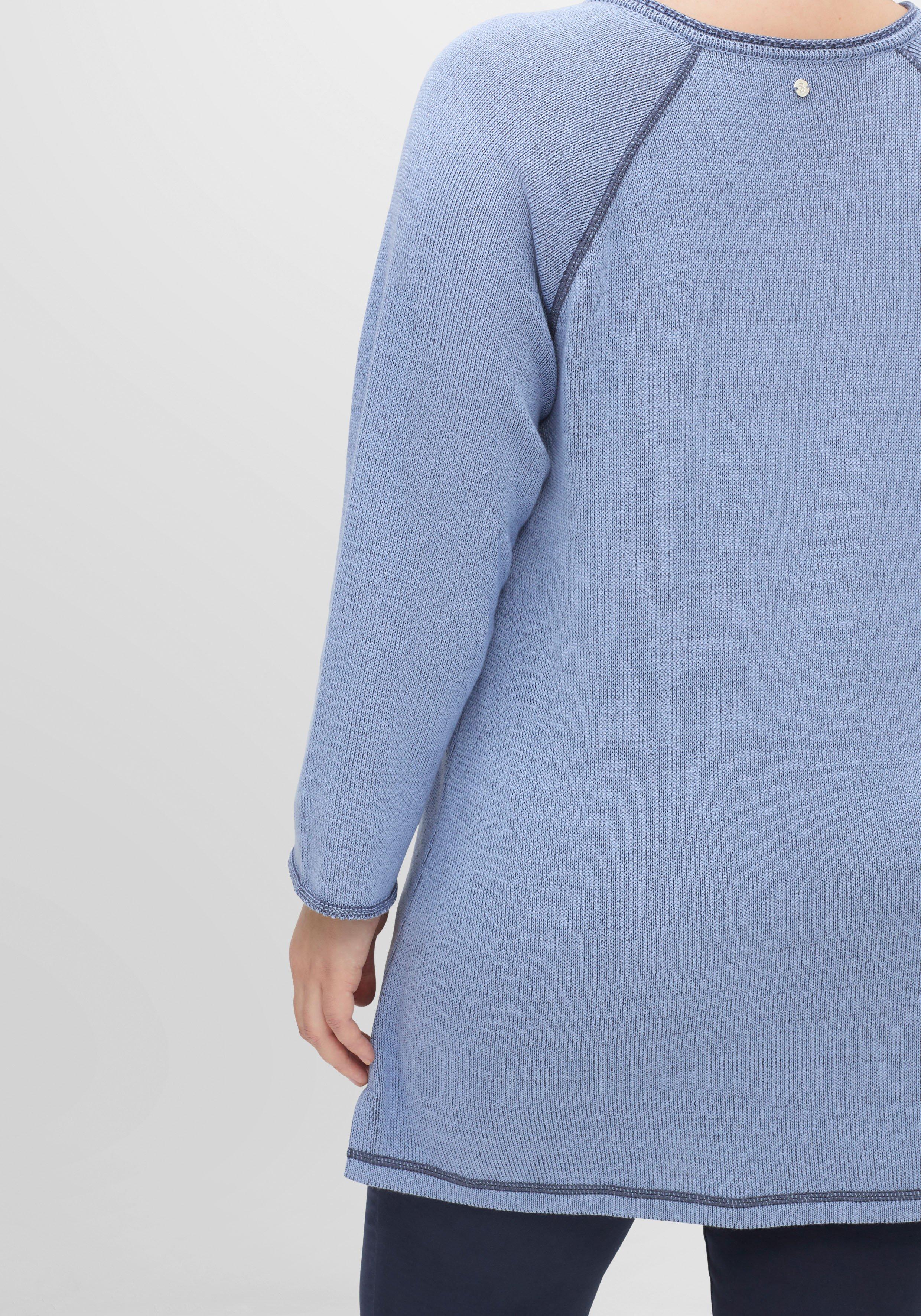 Longpullover mit V-Ausschnitt und Taschen vorn