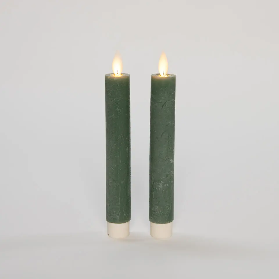 Anna's Collection LED dinerkaarsen - 2x st - jade groen - 18 cm