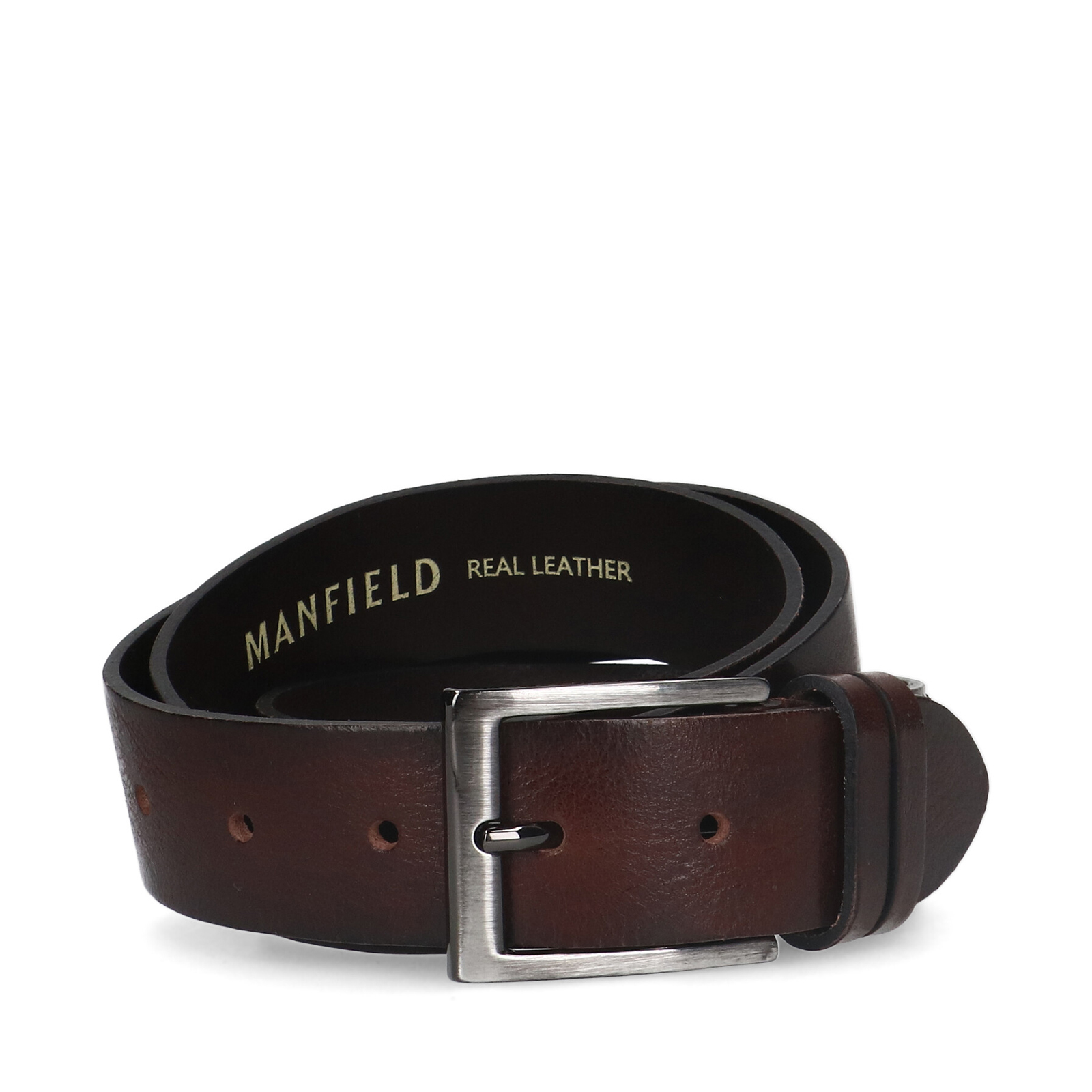 Donkerbruine leren riem