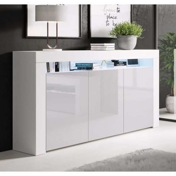 Móveis Bonitos Aparador Modelo Aker Branca e Cinzento - APSD037WHGR