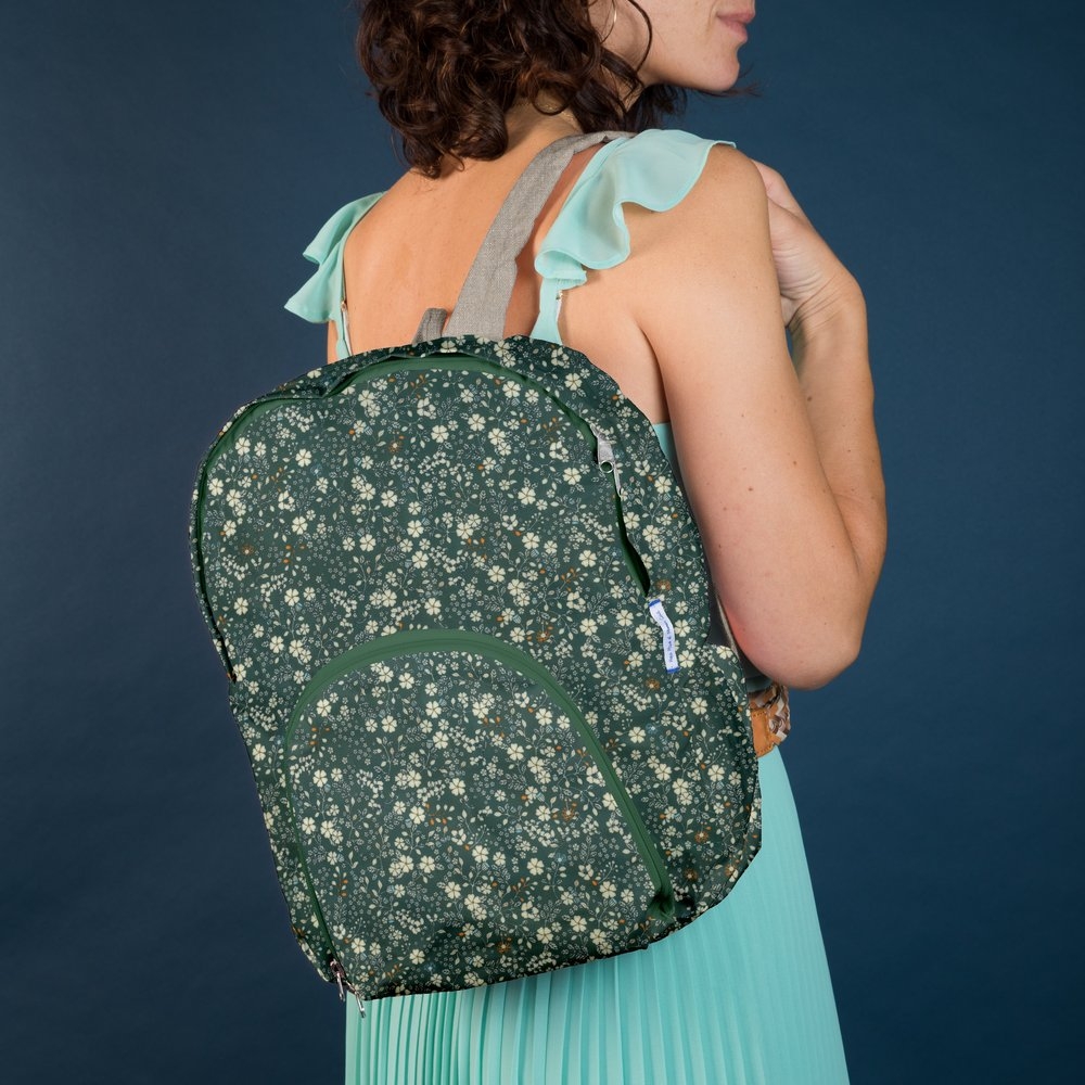 Sac À Dos Pliable Fleuri Kaki