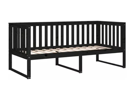 Lit de jour sans matelas noir 90x190 cm bois de pin massif