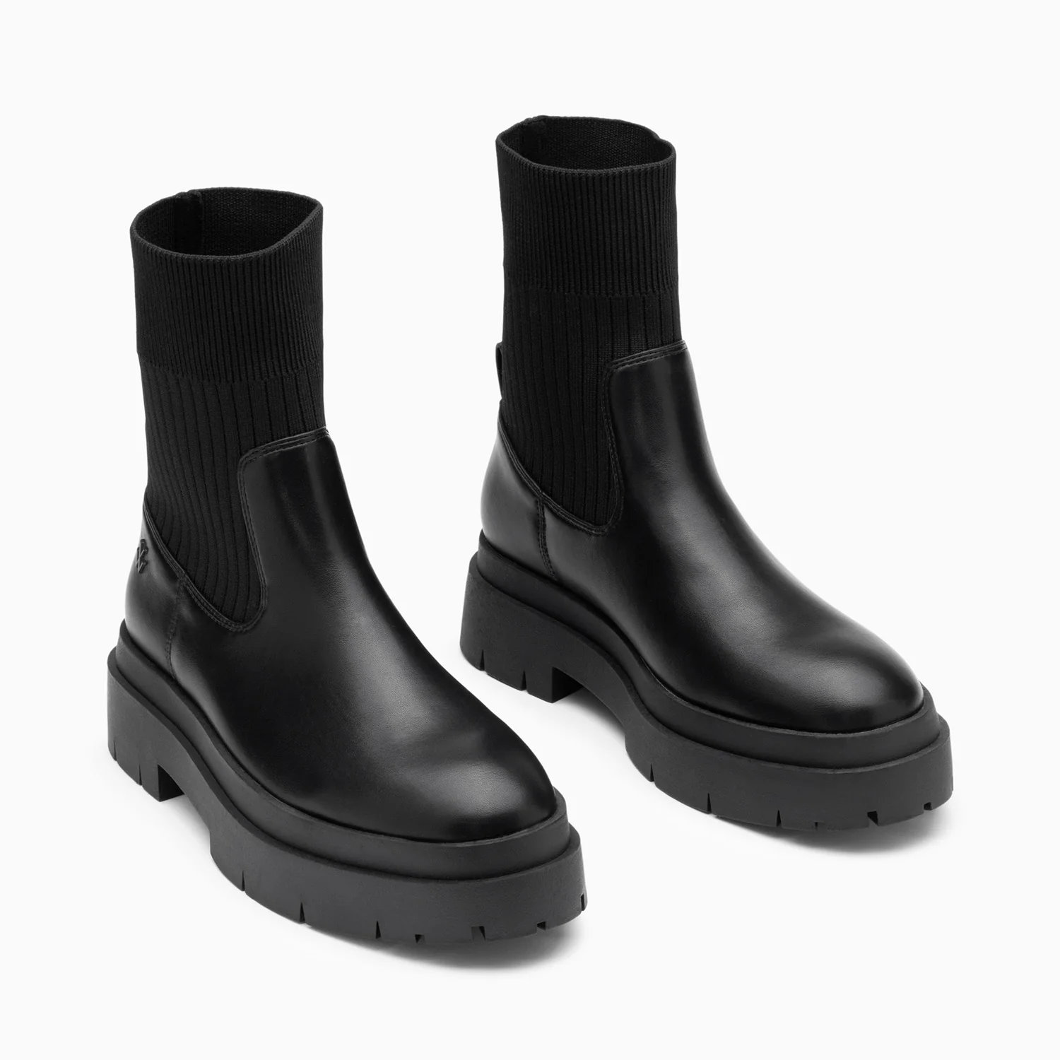 Bottines-Bottines chaussettes Elisa noires à plateforme crantée