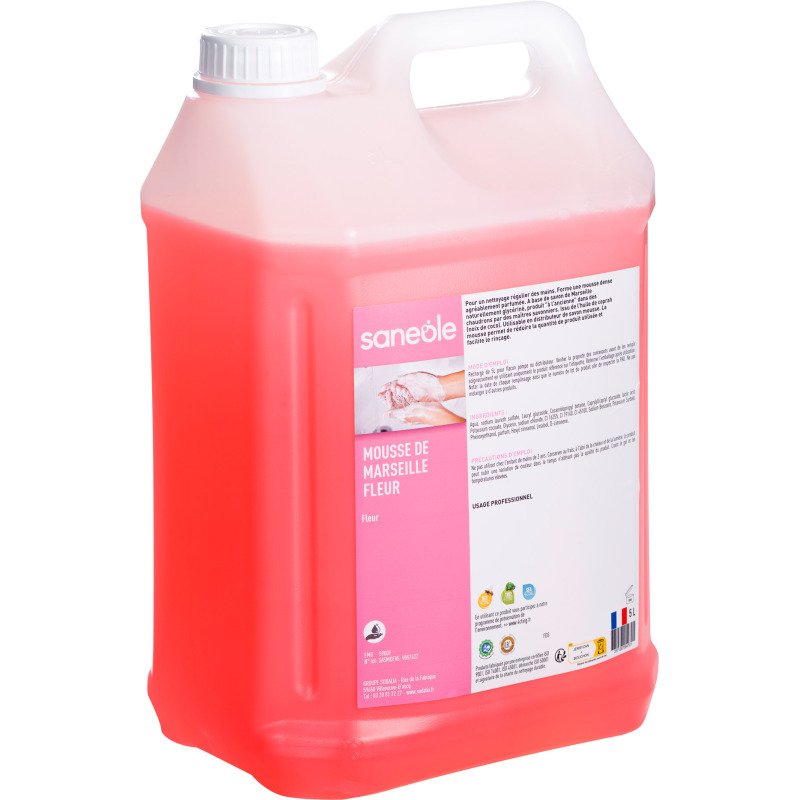 Savon mousse de Marseille Fleur Saneole- Bidon de 5 L