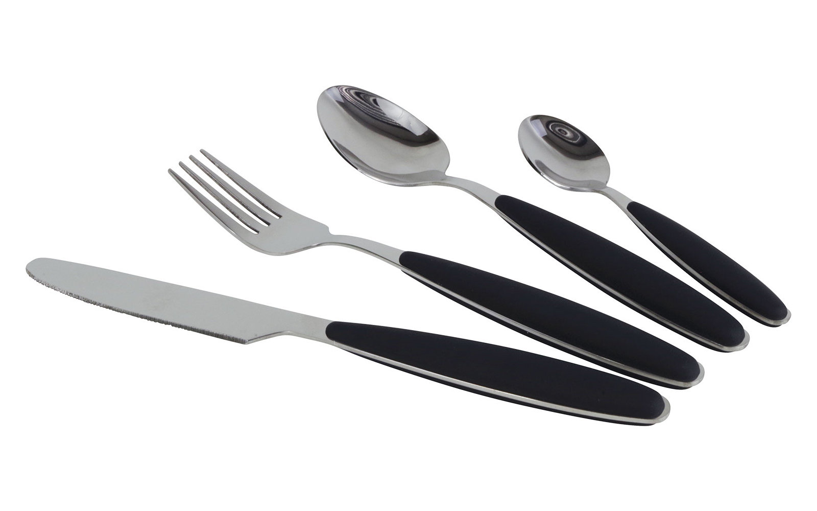 Gimex Edelstahlbesteck Set mit Soft-Touch-Griff 16 teilig schwarz