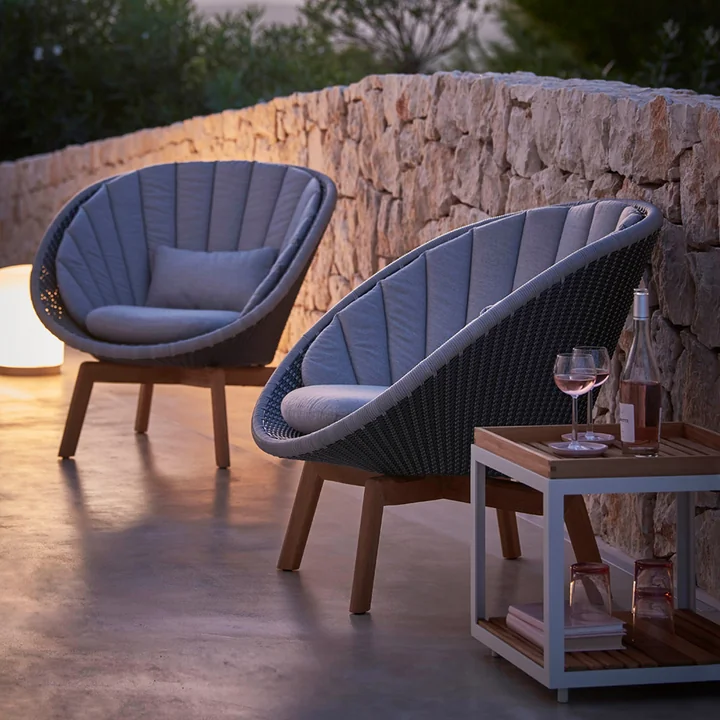 Cane-line - Peacock Lounge Sessel (5458) Outdoor, Teak / dunkelgrün