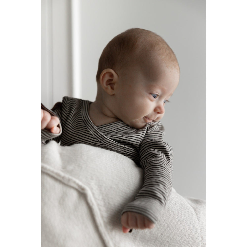 Køb Petit Piao Coffee Bean/Dark Off White PPDian Body L/S Fold Over Stripe NOOS
