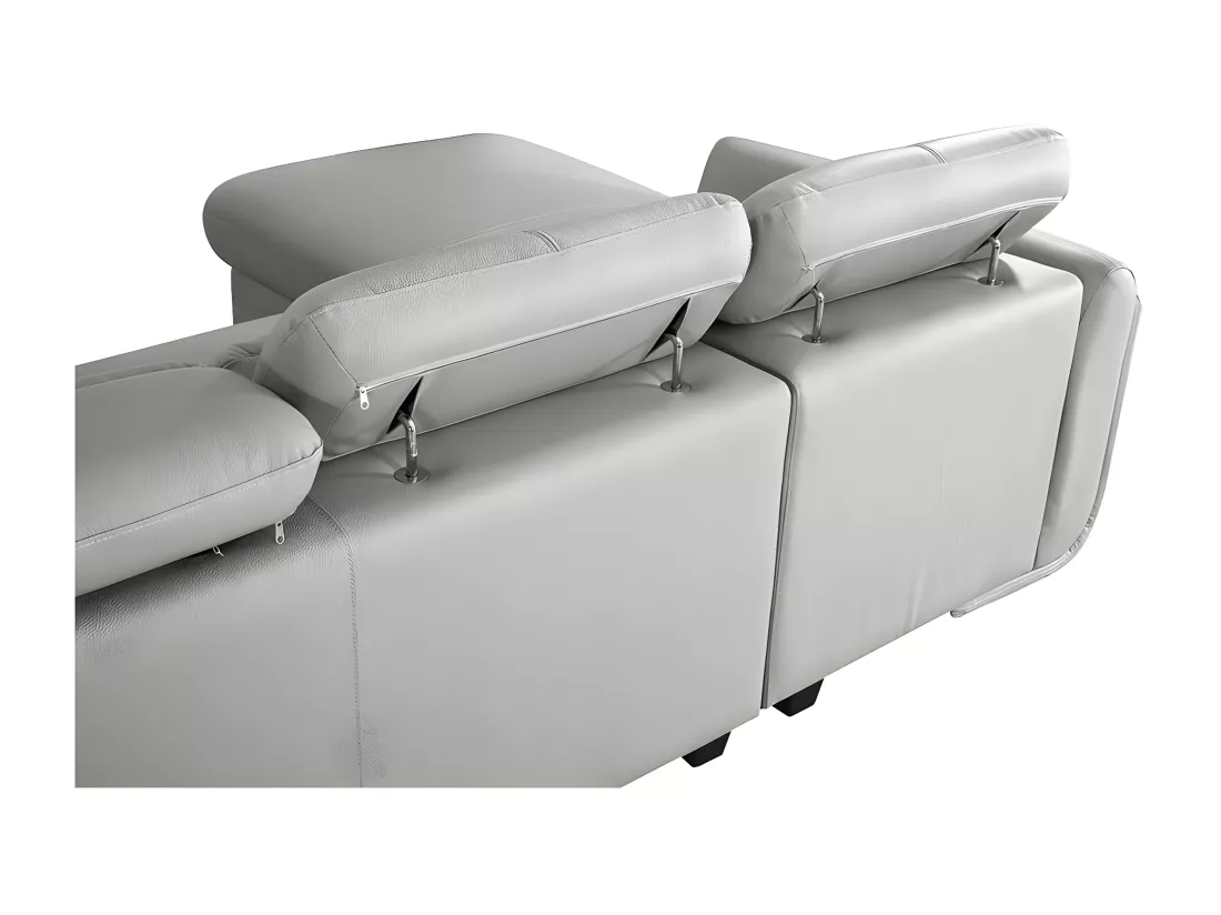 Canapé d'angle en cuir KENZO Gris - Angle Gauche