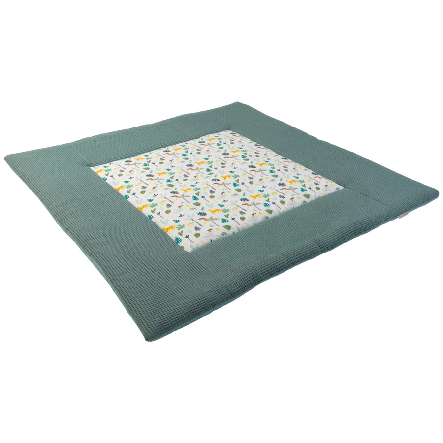 Ullenboom Krabbeldecke Waffelpique Motiv Salbeigrün Regenwald 120x120 cm