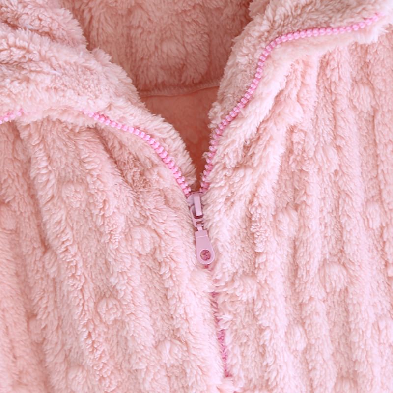 MelMount - Fleece pyjamajas met kraag en effen kleur