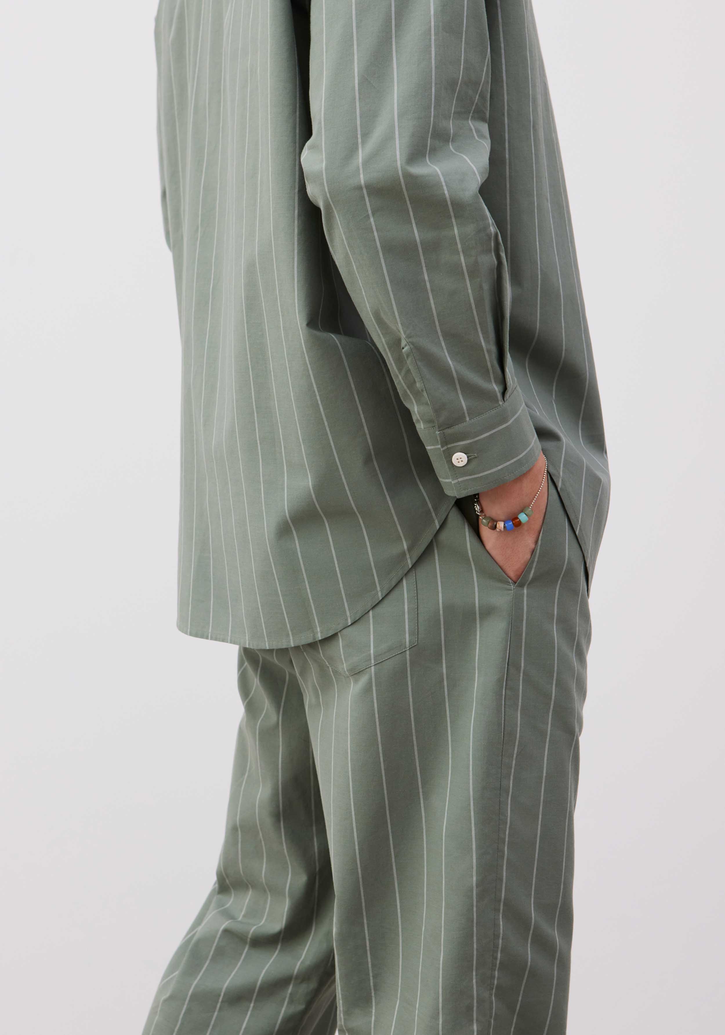 Lavie Stoffhose Yoko Striped Fichtengrün/Undyed