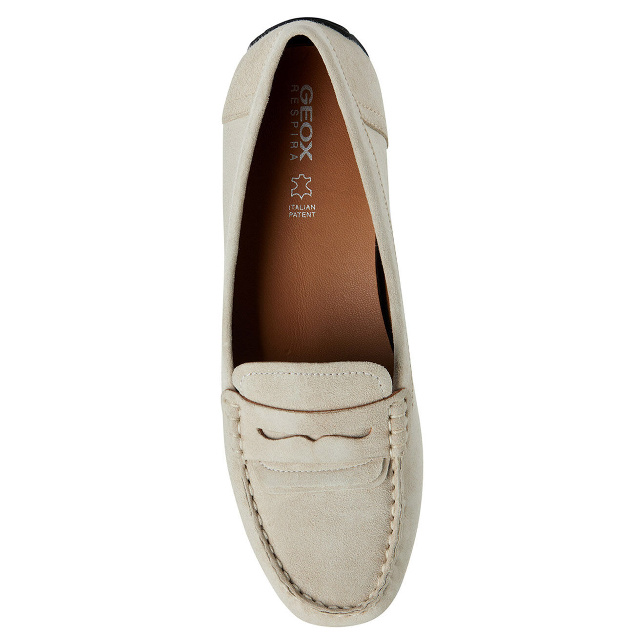 Geox Mocassins en Velours de Cuir Kosmopolis écrus