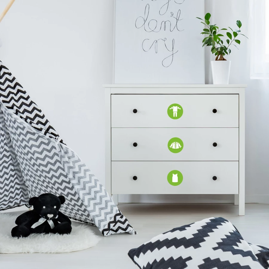 Nikima Möbelaufkleber Ordnungssticker für Kleidung weiß grün grün
