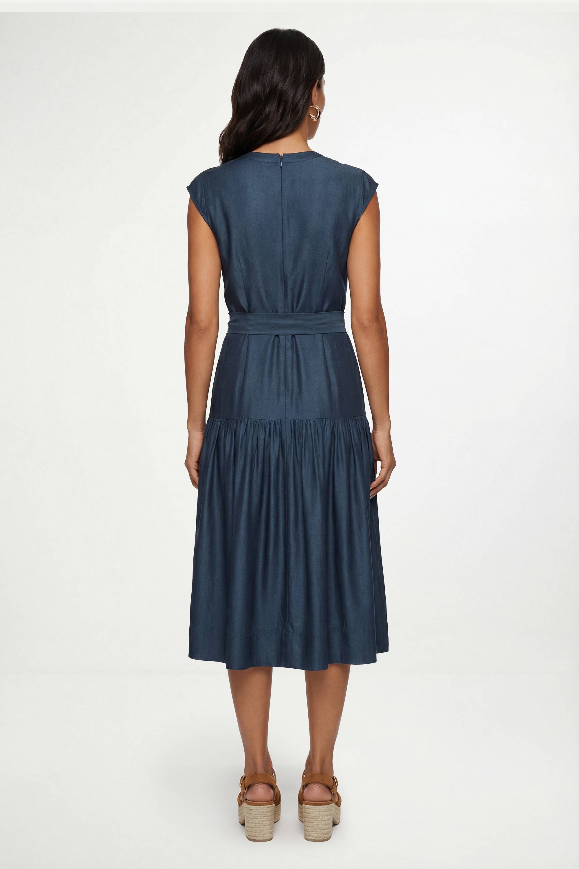 Wallis Robe Midi À Taille Basse Effet Denim Petite