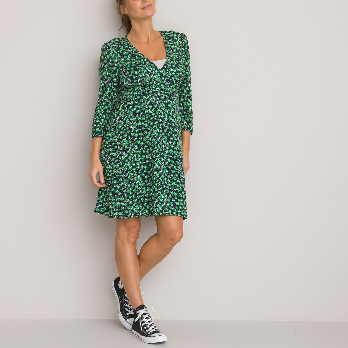 COLEÇÕES LA REDOUTE<br>Vestido de maternidade, estilo envelope